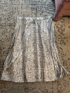 Lane Bryant Silver Snake-Print Pleated Skater Skirt